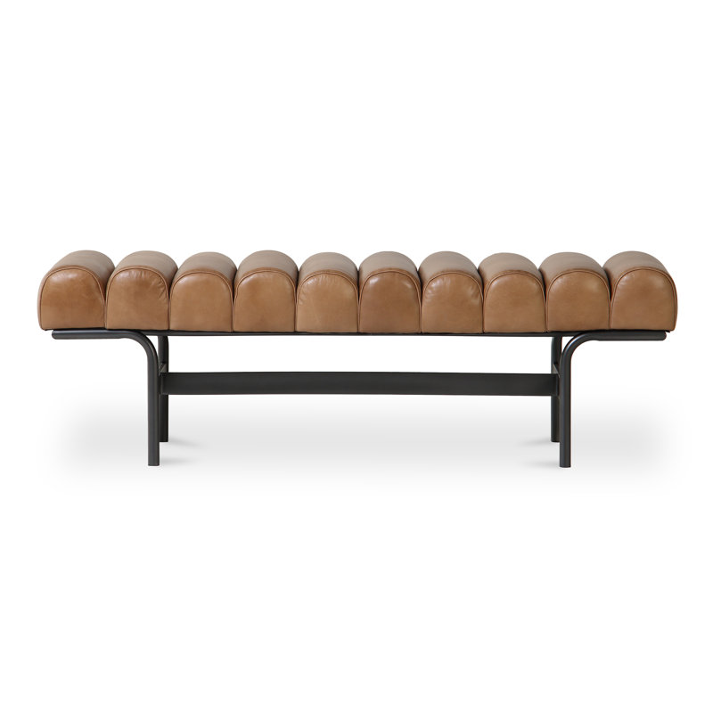 Harrison Upholstered Bench, Tan Top Grain Leather