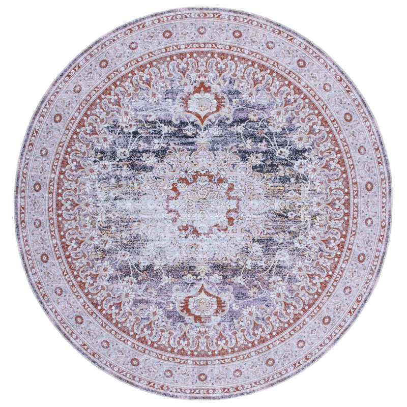 Hallel Performance Machine Washable Oriental Rug, Round 6'7"