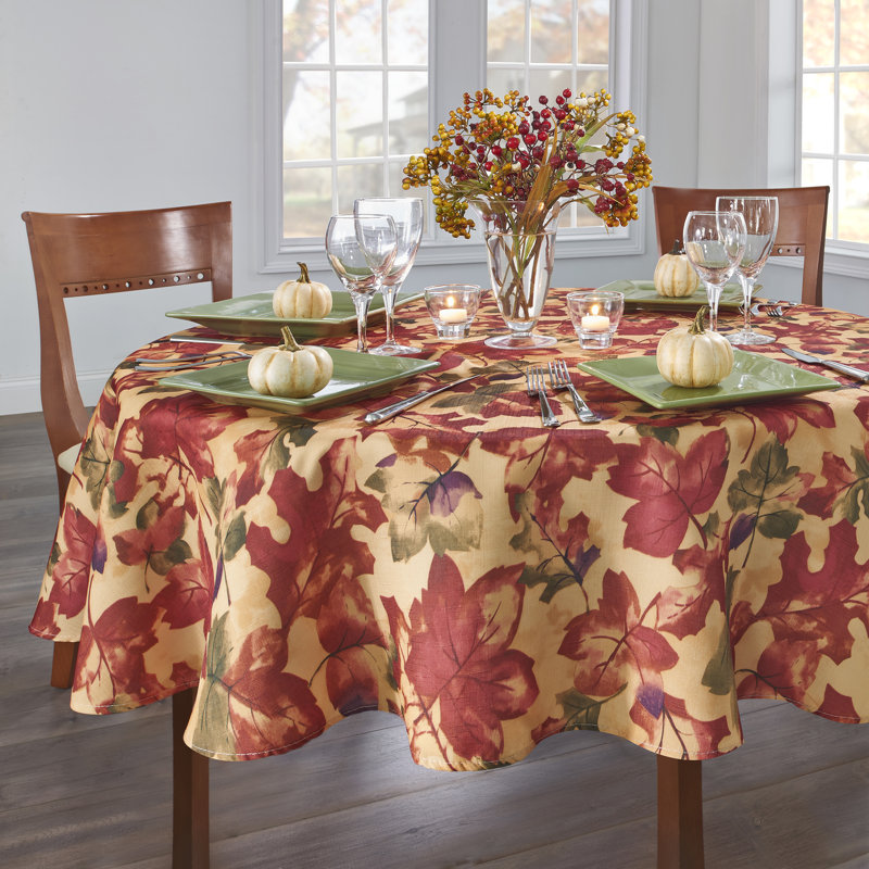 Coffman Floral Thanksgiving Tablecloth, 70" W Round