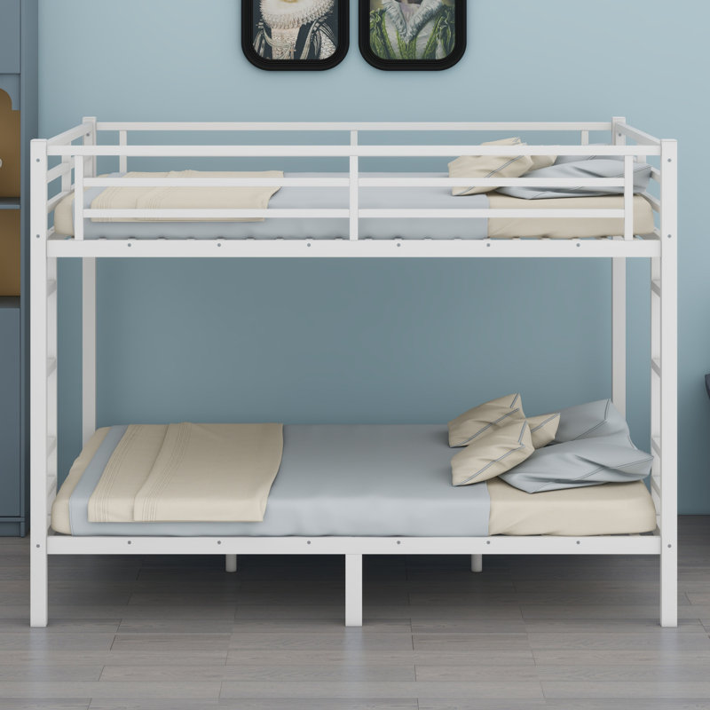 Metal Bunk Bed For Teens And Adults,Space-Saving, White