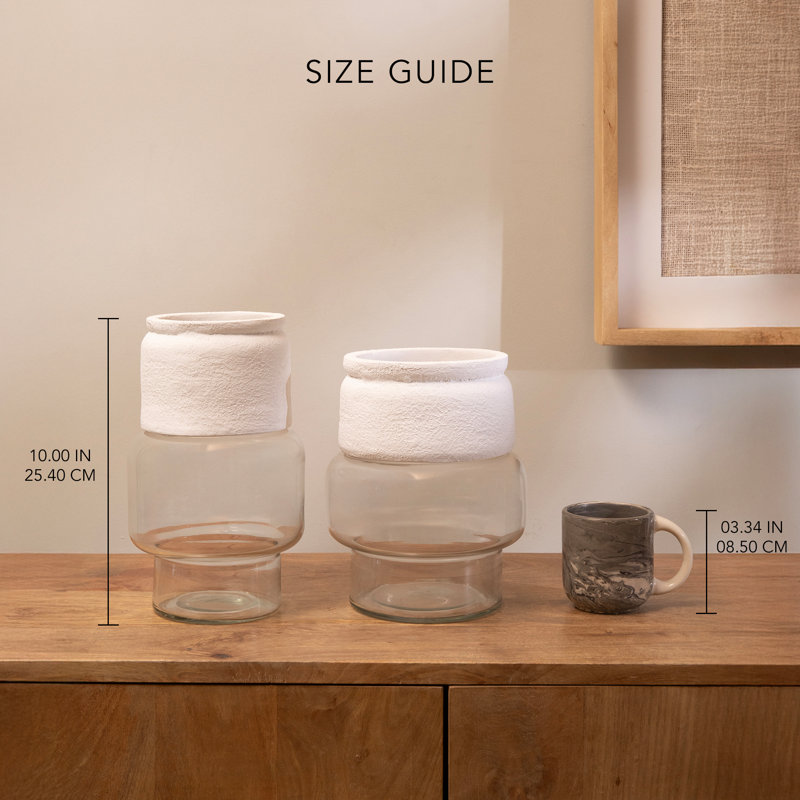 Florentine Ecomix and Glass Table Vase with Sustainable Matte Finish