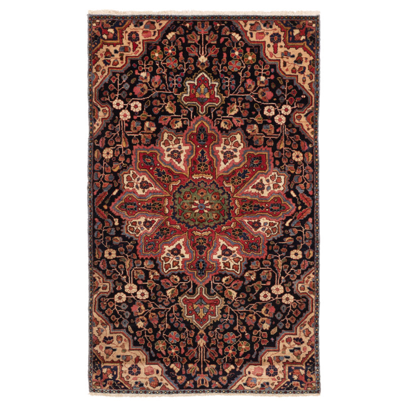 Tapis bleu marine Anatolian Vintage 3 pi 3 po x 5 pi 5 po