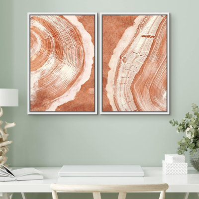 Gros plan orange, anneau d'arbre en bois, détails, nature sauvage, art moderne, rustique, coloré, ultra, 2 pièces