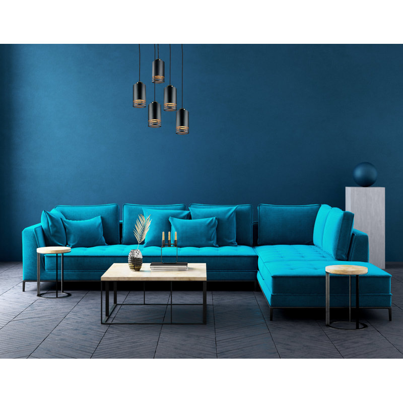 - Light Pendant, 5 Lights, Black/Gold