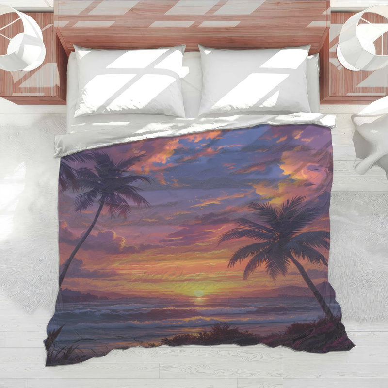 Sunset Beach Scene Comforter, King
