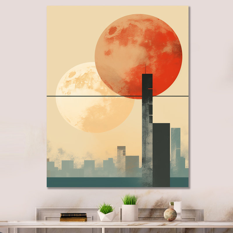Lever de soleil orange et beige, H 20 po x l 12 po x P 1 po, Toile tendue
