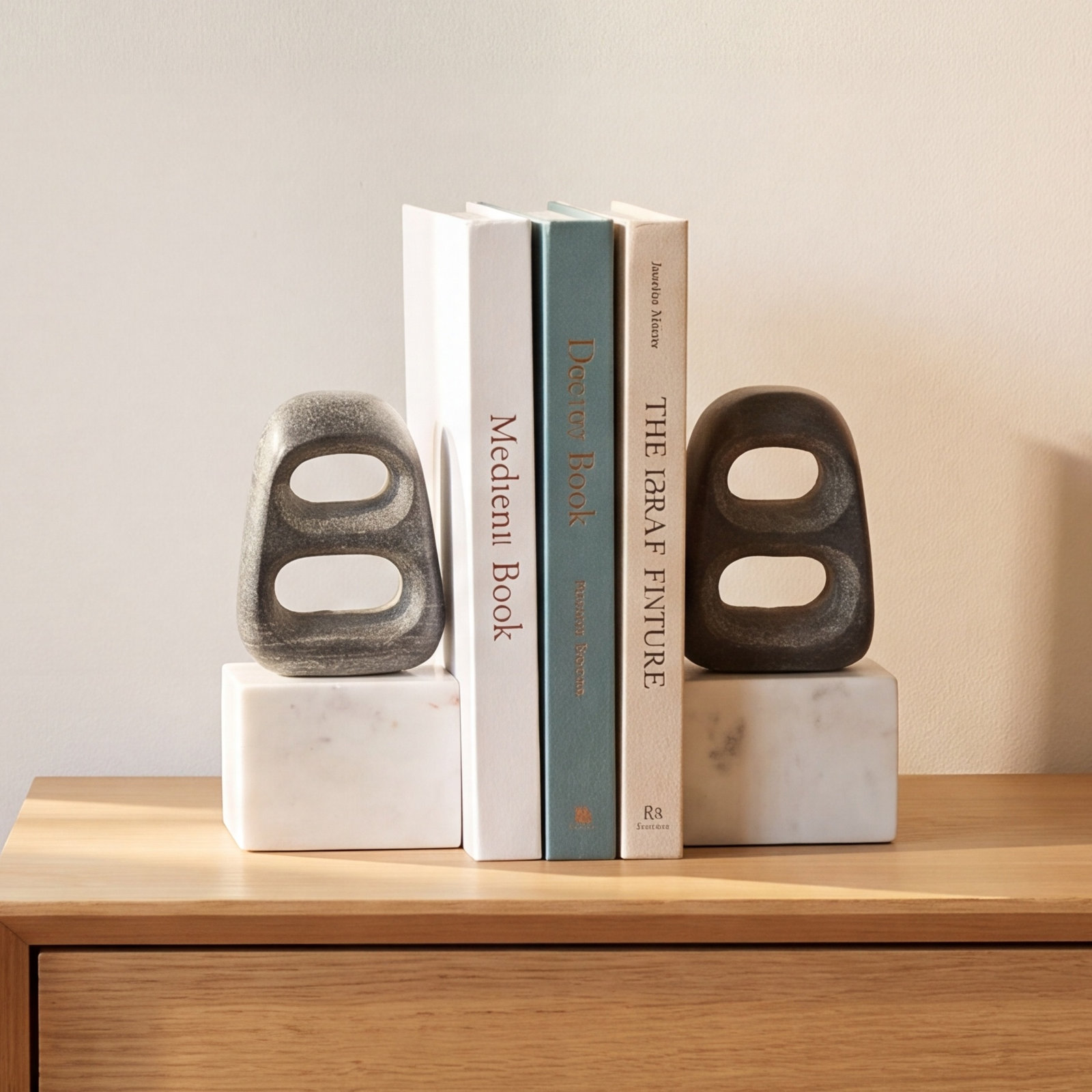 Marble Cutout Oval Geometric Bookends