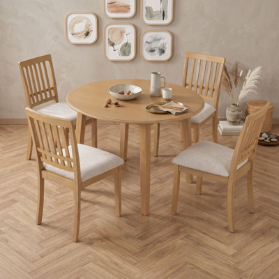 Ensemble de salle à manger extensible 5 pièces avec rallonge rabattable, table de cuisine et chaises rembourrées avec assises capitonnées