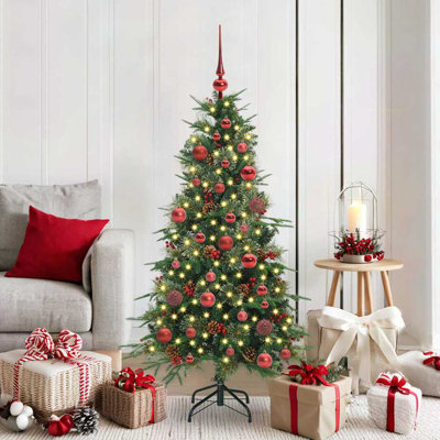 Artificial Hinged Christmas Tree Green PE and PVC