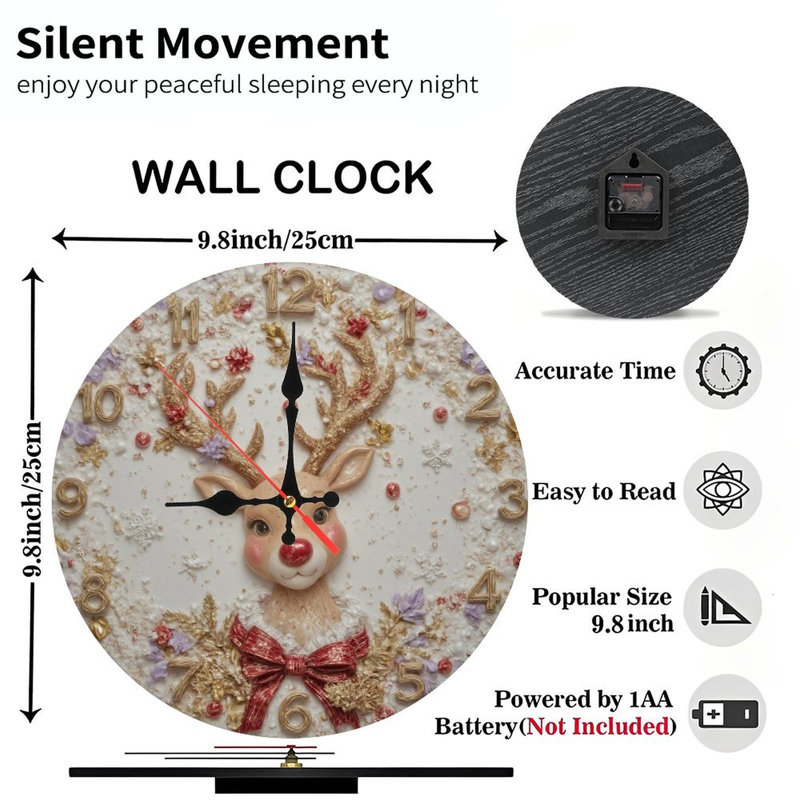 Renne-Noël-horloge-cadran