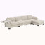 Canapé modulaire de 130 po en forme de L avec table pliante et port double, poches de rangement latérales, 2 coussins d'accoudoirs, repose-pieds à mouvement libre, mousse haute densité, chenille, 5 sièges, 2 couleurs-1217845824