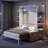 Queen Size Murphy Bed With Couch, Lights And Bookcase-1350921777