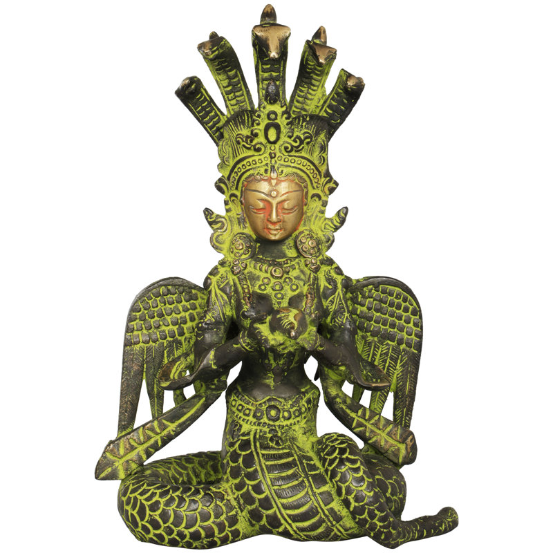 Statue laiton Naga, Brun / argent / or