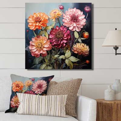 «Bold Zinnias Flowers I», reproduction sur toile