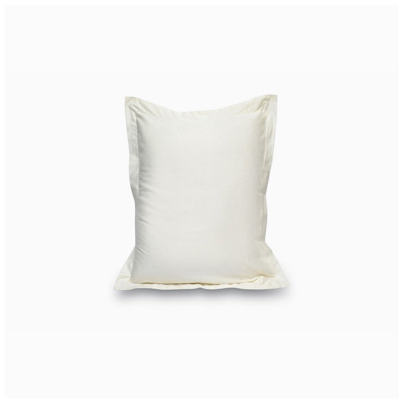 400TC Sateen Solid Cotton Euro Sham, 28"H x 28"W, Ivory