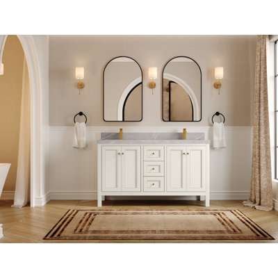 Nashville 60 In. W X 22 In. D Double Sink Bathroom Vanity With 2 In. Quartz