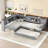 L-Shaped Platform Bed Twin Size With Trundle, Solid Wood Platform Bed With Storage Drawers And Shelves-437843744