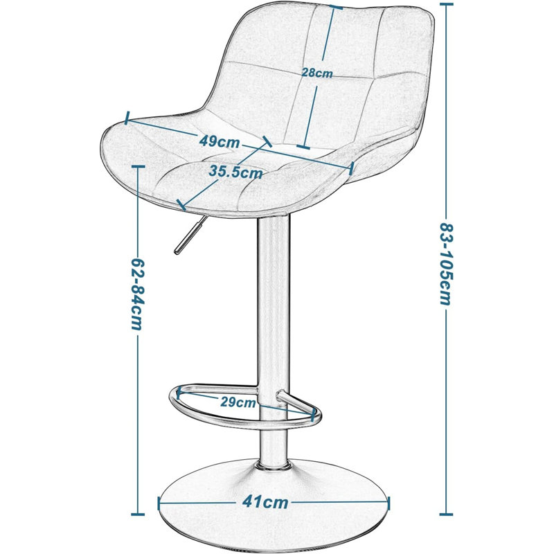 Stace Swivel Upholstered Adjustable Height Counter Stool with Metal Frame, Dark Grey