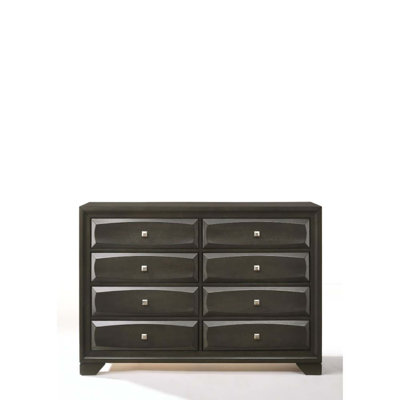 Commode 8 tiroirs Soteris, finition gris antique