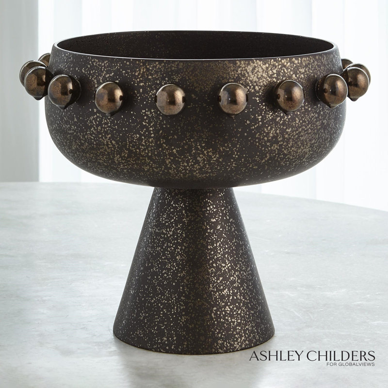 Spheres Handmade Earthenware Decorative Bowl, Bronze