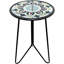 Petite table d'appoint à plateau rond en verre avec structure en métal, table de bout décorative d'intérieur / extérieur et support pour plante pour la terrasse, le jardin, la cour ou la cuisine