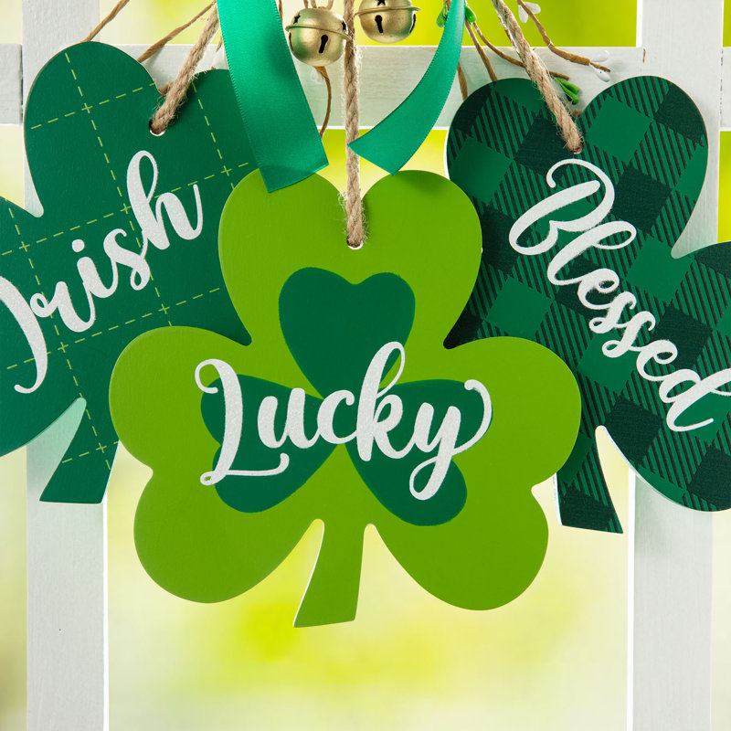 Crochet de porte en bois 18,5 "St. Patrick's Shamrock