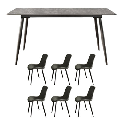 Table de salle à manger en pierre grise