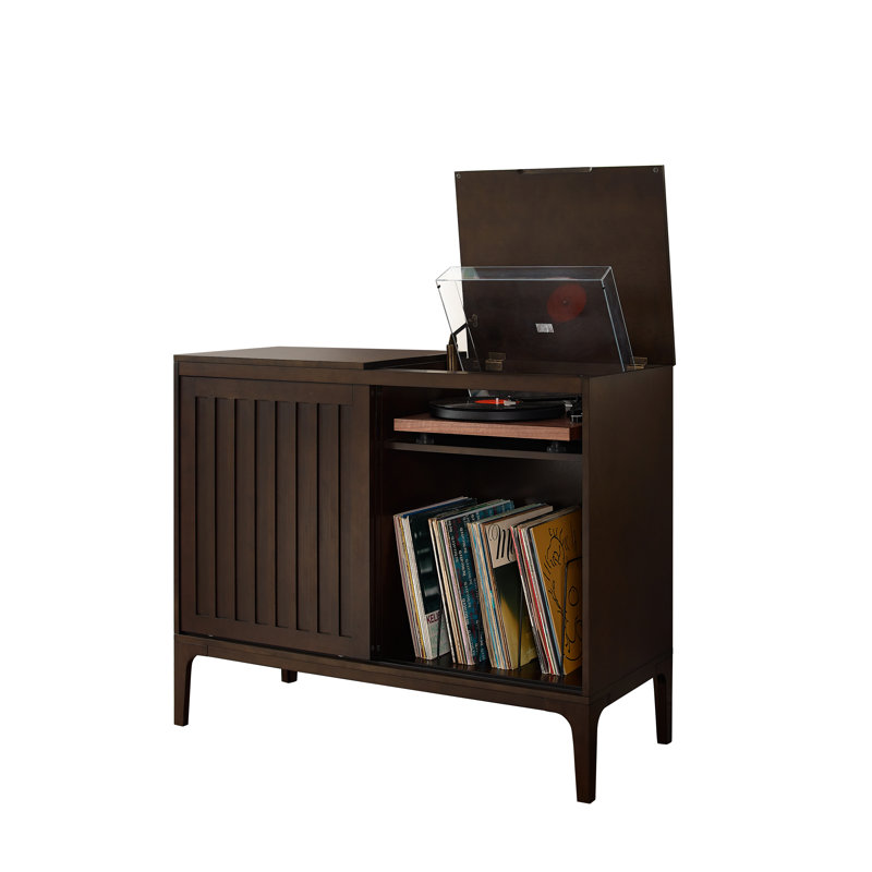 Media Shelves, 34.63" H x 42.13" W x 18" D, Brown