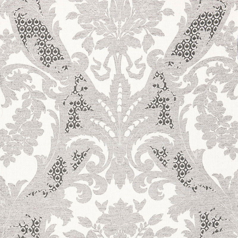Toscana Linen Damask Fabric, Grisaille
