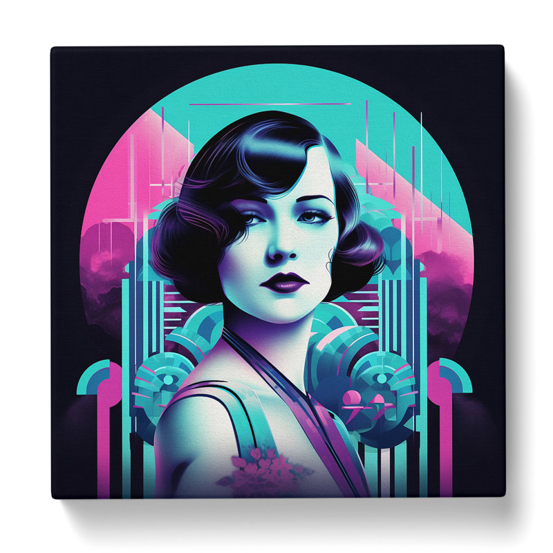 Art Deco Woman Vaporwave No.1 - No Frame Print, 35cm H x 35cm W x 3cm D