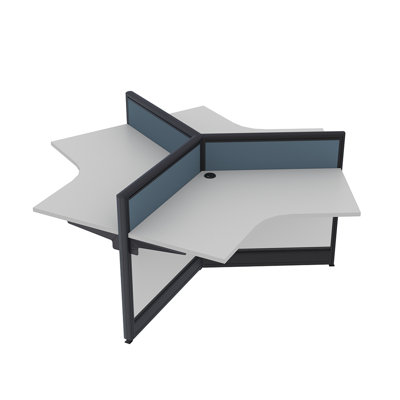 Emerald Cubicles 3 Pack 120 Degree Small Powered Workstations Library Study Desk Cubicles 3x3x39"H