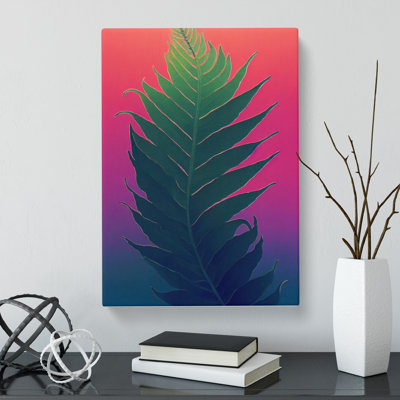 Watsons Fern Leaf Vaporwave - Wrapped Canvas