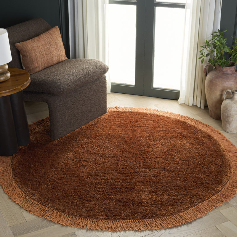 Tapis de couleur unie performance touffeté à la main Vermont 575, Rond 5 pi