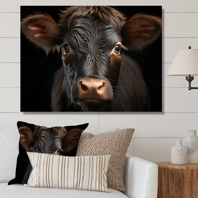 Cow Portrait Framed On Canvas Print, 16" H x 32" W x 1" D, Wrapped Canvas