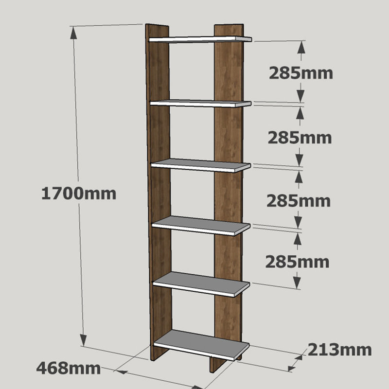 Modern White Bookshelf, 100% Melamine Coated Particle Board, 18.0 x 67.0 x 8.4 inches | Numerous Shelves with 11.2-inch Shelf Height | Wall-Mountable Design, Perfect for Home or Office Storage Solutions