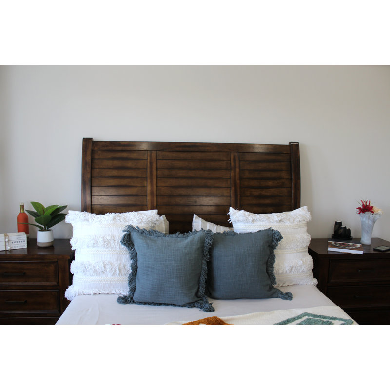 Housse de coussin Fringe en coton rouille 18 po x 18 po, Gris