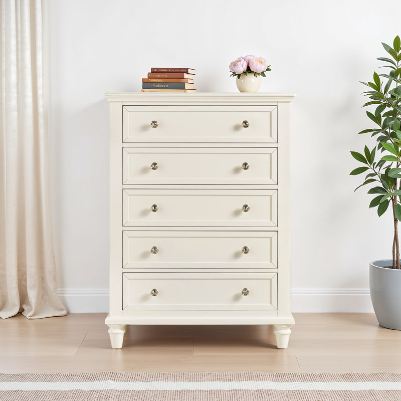Jazmond 36'' W 5 - Drawer Dresser, Off-White