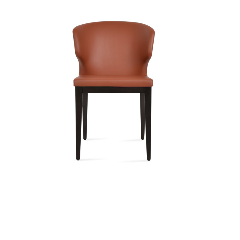 Amed Wood Side Chair, Faux Leather Cinnamon, Beech Wenge