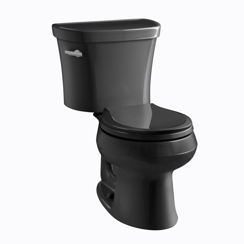 Wellworth 1.28 GPF Water Efficient Round Two-Piece Toilet (Seat Not Included), Black Black