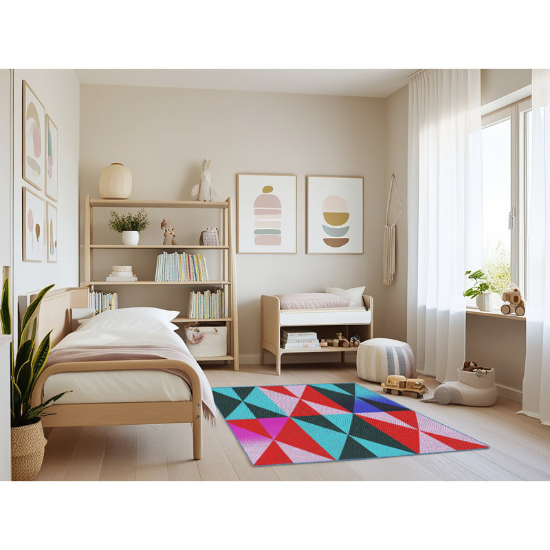 Tapis géométrique vert mer Kiger, Rectangle 4 pi x 6 pi