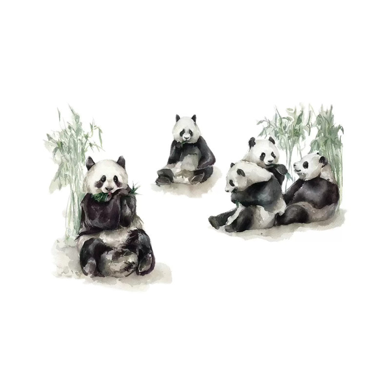 Pandas, H 32 po x l 48 po x 1,5 po, Toile tendue