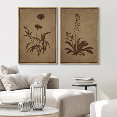 «Minimalist Floral Silhouettes», 2 pièces sur toile