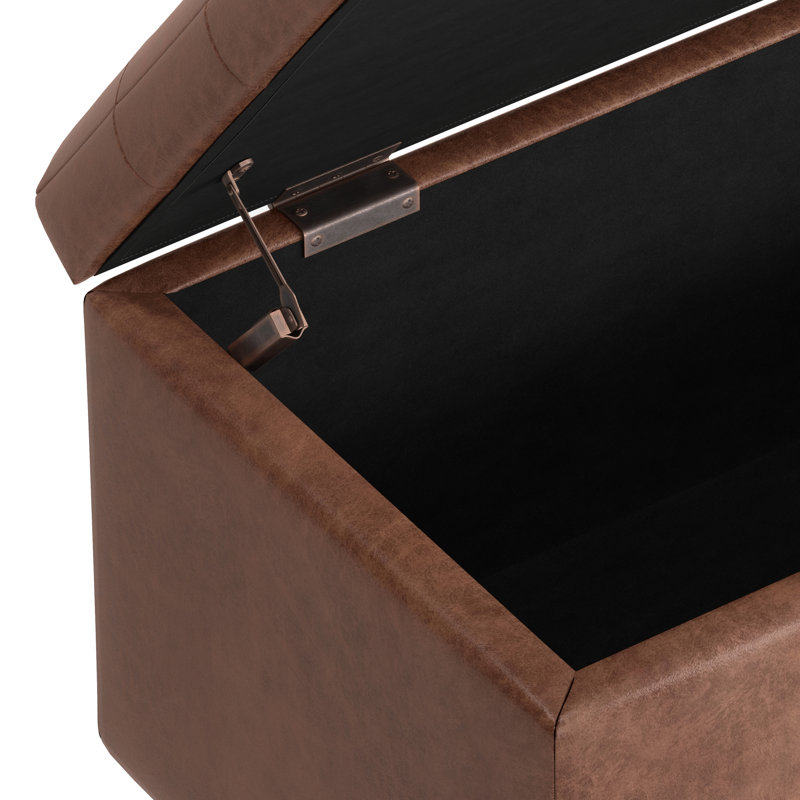 Banc repose-pieds avec rangement caché Cosmopolitan, Brun selle vieilli