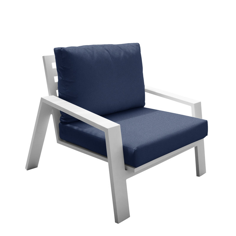 Mykonos Powder Coated Aluminum Outdoor Lounge Chair, Canvas Navy Sunbrella® Canvas
