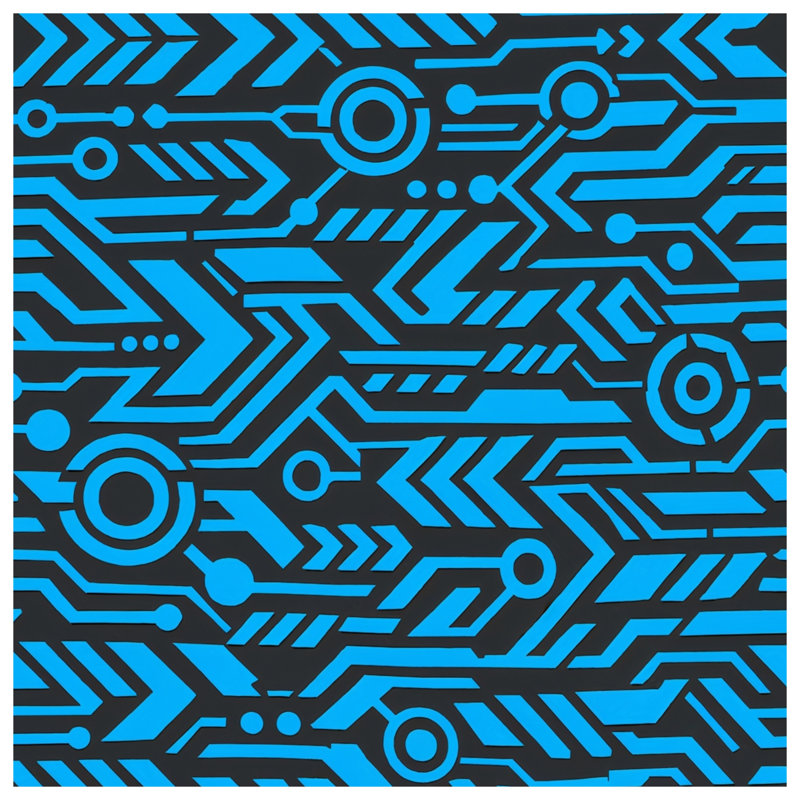Rideaux de douche à motif de circuit imprimé bleu très longs, 70in W x 72in H