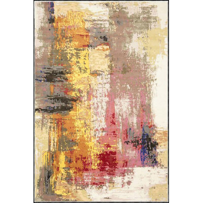 Modern Pastel Patterned Woven Base Washable Rug
