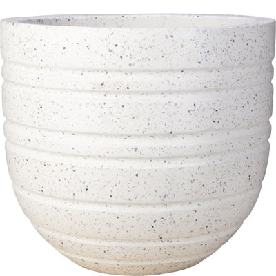 15 in. Spiral Planter - White Terrazzo