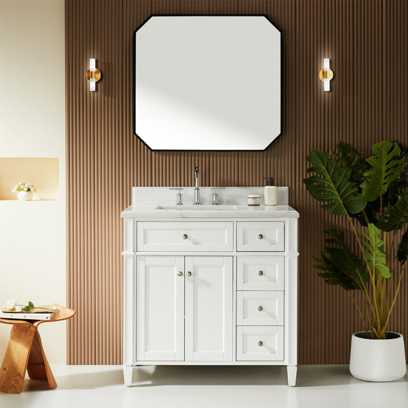Ensemble de meuble-lavabo autoportant avec lavabo et porte en céramique 36 po