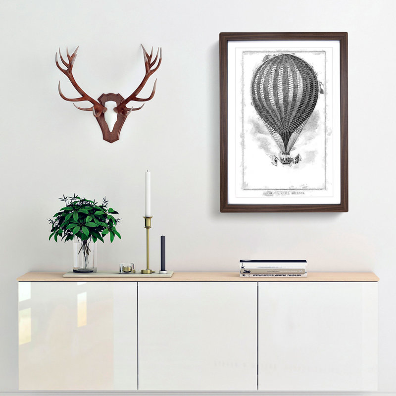 Hot Air Balloon by John Wise - Framed Print, Walnut Framed, 65cm H x 48cm W x 2cm D