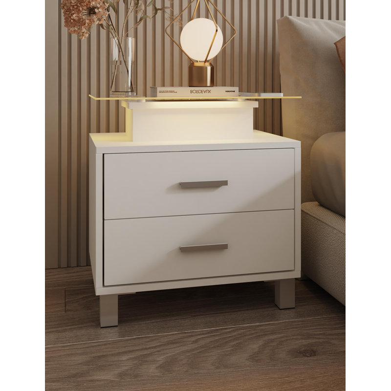 Table de chevet en bois massif et en bois manufacturé, Blanc
